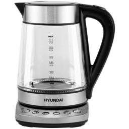 Чайник электрический HYUNDAI HYK-G3026, 2200Вт, серебристый и черный