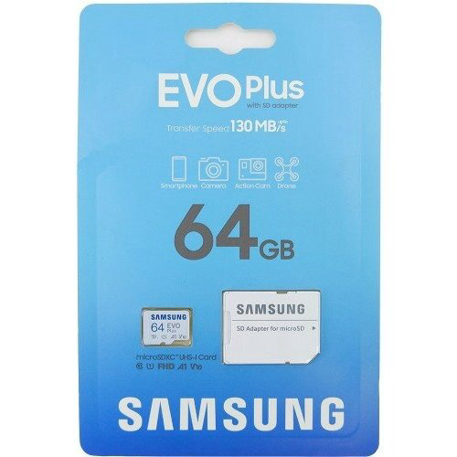 Карта памяти MicroSDXC SAMSUNG EVO Plus MB-MC64KA