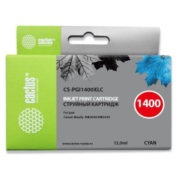 Картридж струйный Cactus CS-PGI1400XLC синий (12мл) для Canon MB2050/MB2350/MB2040/MB2340