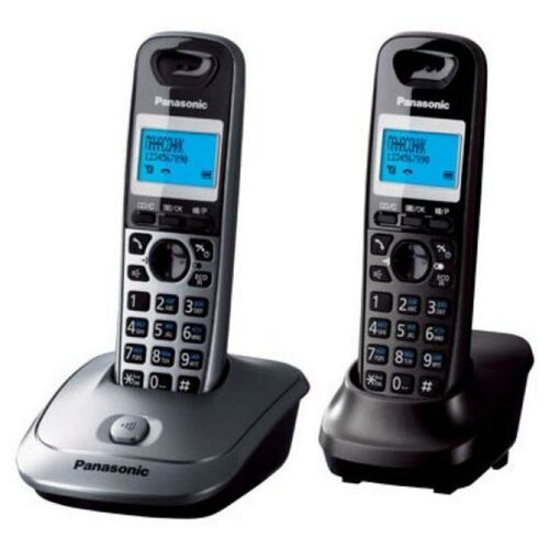 Радиотелефон Panasonic KX-TG2512, DECT, АОН, темно-серый металлик/серебристый (KX-TG2512RU1)