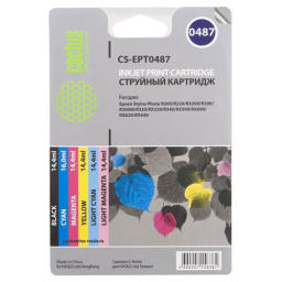 Картридж струйный Cactus CS-EPT0487 T0487 черный/голубой/пурпурный/желтый/светло-голубой/светло-пурпурный набор (88мл) для Epson Stylus Photo R200/R220/R300/R320/R340/RX500/