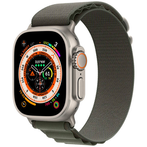 Смарт-часы Apple Watch Ultra A2622 49мм OLED корп.титан Alpine Loop рем.оранжевый разм.брасл.:M (MQEU3LL/A)