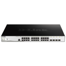 Коммутатор D-Link DGS-1210-28MP/ME/B1A 24G 4SFP 24PoE 370W управляемый