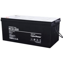 Battery CyberPower Standart series RС 12-200, voltage 12V, capacity (discharge 10 h) 202Ah, max. discharge current (5 sec) 1000A, max. charge current 60A, lead-acid type AGM, terminals under bolt M8, LxWxH 522x240x218mm., full height with terminals 2