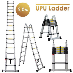 Лестница-трансформер телескопическая алюминиевая UPU Ladder UP500D 5 м