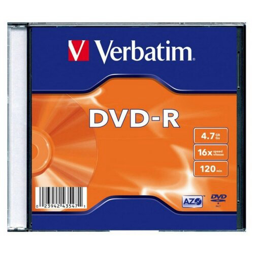 Диск DVD-R Verbatim 4.7Gb 16x Slim case (20шт) (43547)