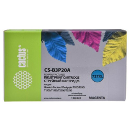 Картридж струйный Cactus CS-B3P20A №727 пурпурный (130мл) для HP DJ T920/T1500/T2530