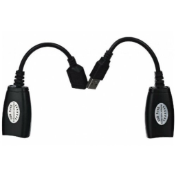 Кабель AM/AF удлинитель USB по витой паре(AM/RJ45-RJ45/AF) до 45m VCOM CU824