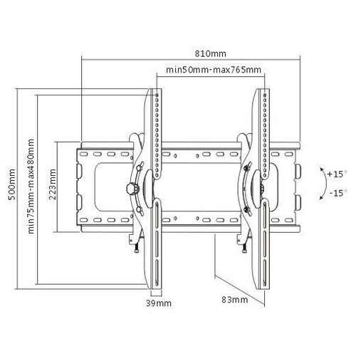 Кронштейн для телевизора Ultramounts UM843T черный 37"-75" макс.75кг настенный наклон