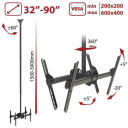 Кронштейн для телевизора Arm Media LCD-3050 черный 32"-90" макс.90кг потолочный поворот и наклон