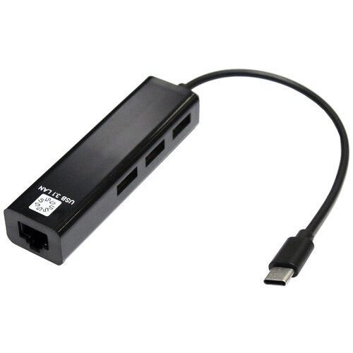 Кабель-адаптер 5bites UA3C-45-09BK USB3.1 / 3*USB2.0 / RJ45 100MB / BLACK