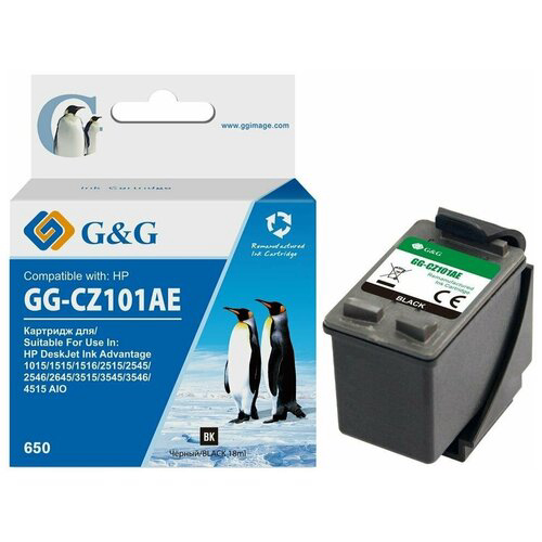 Картридж струйный G&G GG-CZ101AE 650 черный (18мл) для HP DeskJet 1010/10151515/1516