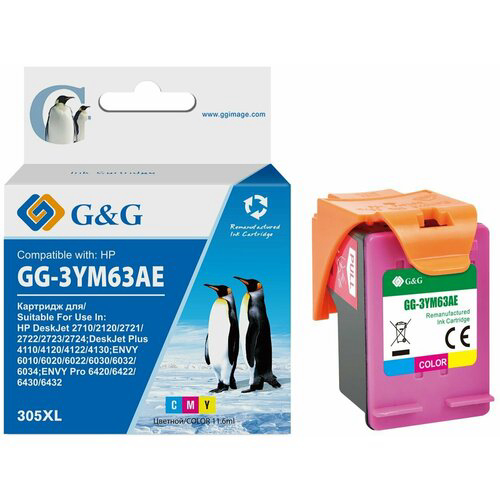 Картридж струйный G&G GG-3YM63AE 305XL многоцветный (11.6мл) для HP DeskJet 2320/2710/2720