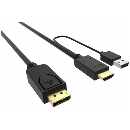 Кабель аудио-видео Buro HDMI (m)/DisplayPort (m) 2м. позолоч.конт. черный (HDMI-DP-2M)