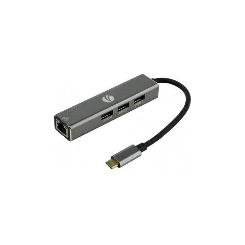 Кабель-концентратор USB 3.1 Type-Cm --> RJ-45+3port USB3.0(f) Aluminum Shell VCOM <DH311A>