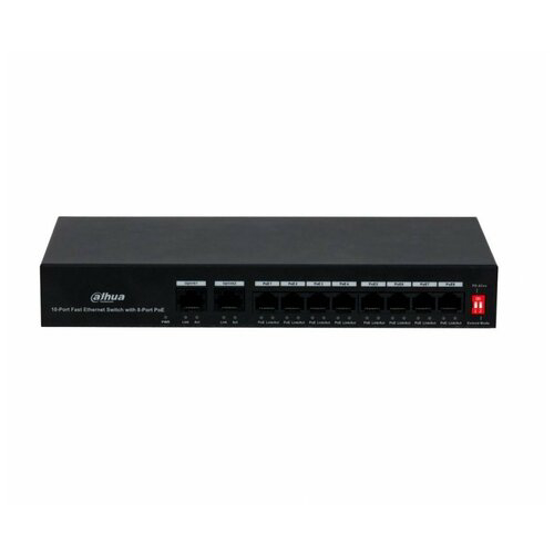 Коммутатор Dahua DH-PFS3010-8ET-65 10x100Mb 8PoE+ 65W неуправляемый