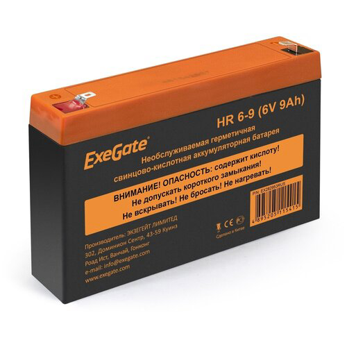 Батарея ExeGate HR 6-9 (6V 9Ah, 634W), клеммы F2