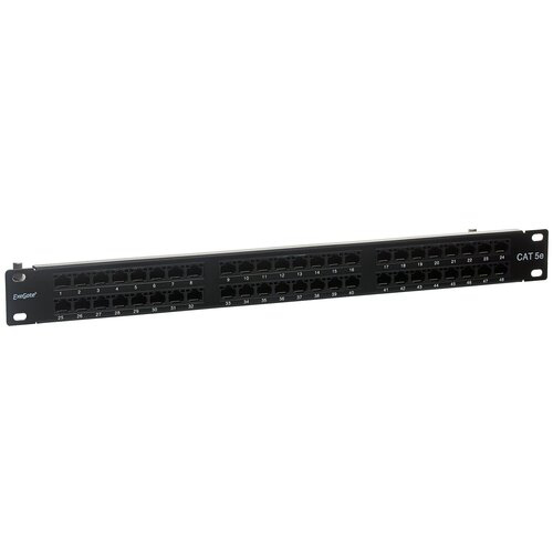 Патч-панель UTP 19" 48 port кат.5e ExeGate разъём KRONE&110 (dual IDC), 1U, RoHS, цвет черный