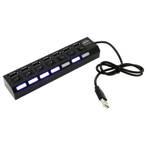 Концентратор USB 5bites HB27-203PBK 7*USB2.0 / БП 5В-2А / 1M / BLACK