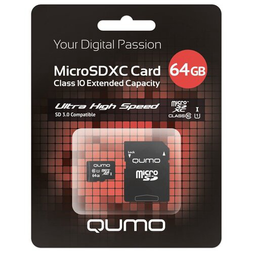 Флэш карта Micro SecureDigital 128Gb QUMO QM128GMICSDXC10U1 {MicroSDXC Class 10 UHS-I, SD adapter}