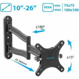 Кронштейн для телевизора Kromax TECHNO-1 темно-серый 10"-26" макс.15кг настенный поворот и наклон