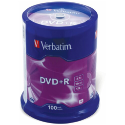 Диск DVD+R Verbatim 4.7Gb 16x Cake Box (100шт) (43551)