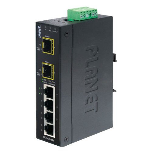 коммутатор PLANET IP30 Industrial 4-Port 10/100/1000T + 2-Port 100/1000X SFP (-40 to 75 degree C)