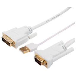 Кабель DVI-VGA 1.8 m (DVI-D с чипом, белый, в пакете)