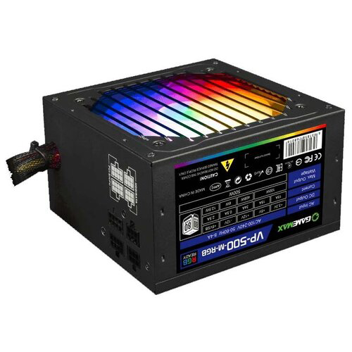 Блок питания GameMax VP-500-RGB-MODULAR 80+ Блок питания ATX 500W, Ultra quiet