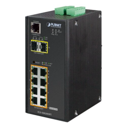 PLANET IP30 L2+ SNMP Manageable 8-Port Gigabit POE+(AT) Switch + 2-Port Gigabit SFP Industrial Switch (-40 to 75 C), ERPS Ring Supported, 1588