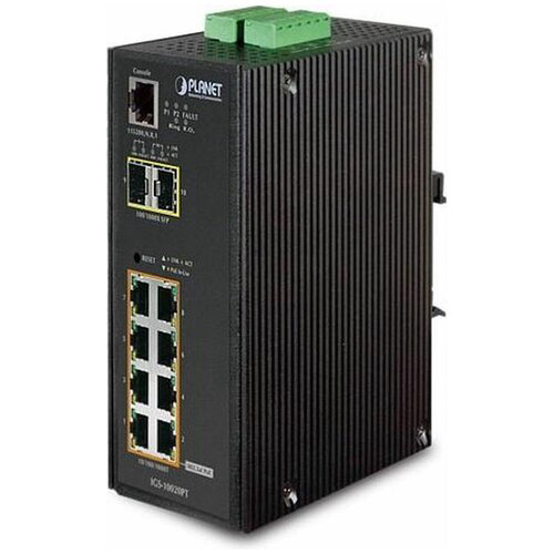 коммутатор PLANET IP30 L2+ SNMP Manageable 8-Port Gigabit POE(Af) Switch + 2-Port Gigabit SFP