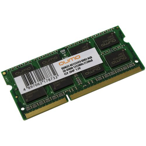 QUMO DDR3 SODIMM 8GB QUM3S-8G1333C(L)9(R) PC3-10600, 1333MHz