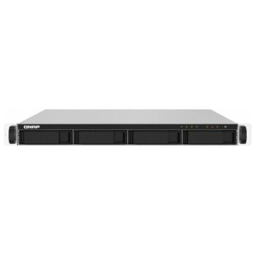 SMB QNAP TS-432PXU-2G 4-Bay quad-core AL324 64-bit 1.7 GHz rackmount NAS with 250W PSU, 2GB DDR4 UDIMM RAM (max 1x16GB), SATA 6Gb/s, 2x 10GbE SFP+ LAN, 2x2.5 GbE LAN, 1x PCIe Gen2 x2 slot. W/o RAIL-B02