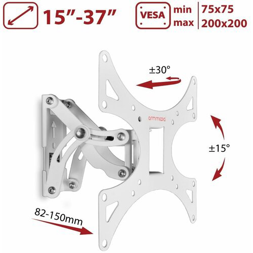 Кронштейн для телевизора Arm Media LCD-301 белый 15"-37" макс.30кг настенный поворот и наклон