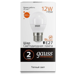 Gauss Elementary LED Globe E27 12W 3000K 53212