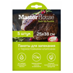 Пакеты для запекания MASTER HOUSE Запекай мясо с термостойкими клипсами 60497