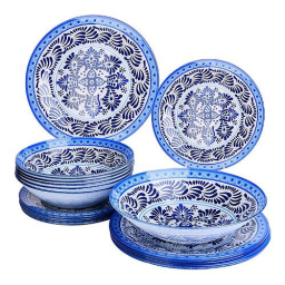 Набор стеклянной посуды LORAINE 30679 белый, синий,голубой