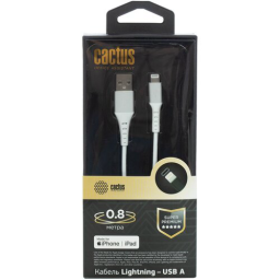 Кабель Cactus CS-LG.USB.A-0.8 USB (m)-Lightning (m) 0.8м белый блистер