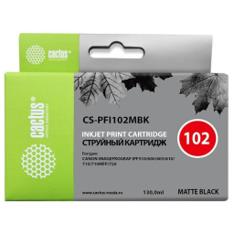 Картридж струйный Cactus CS-PFI102MBK PFI-102MBK черный матовый (130мл) для Canon iPF500/iPF600/iPF700/ MFP M40/iPF765/LP17/LP24