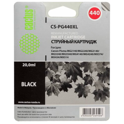 Картридж струйный Cactus CS-PG440 PG-440 черный (180стр.) для Canon Pixma MG2140/3140/2240/2245/3240/3540/3640/4140/4240/4250/MX374/375/394/434/454/474/514/524/534/TS5140