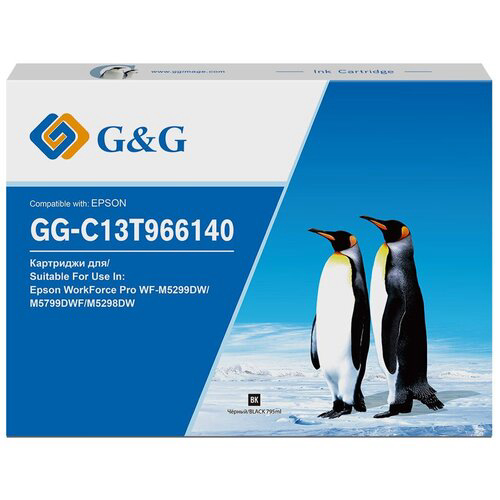 Картридж струйный G&G GG-C13T966140 T9661 черный (795мл) для Epson WorkForce Pro WF-M5299DW/M5799DWF/M5298DW