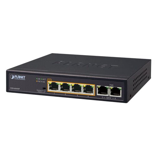 коммутатор PLANET 4-Port 10/100TX 802.3at POE + 2-Port 10/100TX Desktop Switch