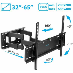 Кронштейн для телевизора Kromax PIXIS-XL-2 черный 40"-90" макс.50кг настенный поворот и наклон