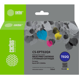 Картридж струйный Cactus CS-EPT02Q4 T02Q желт.пигм. (660мл) для Epson WorkForce Enterprise WF-C20600D4TW