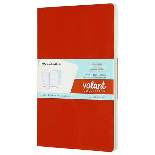 Блокнот Moleskine VOLANT QP721F16B24 Large 130х210мм 96стр. линейка мягкая обложка оранжевый/голубой (2шт)