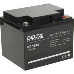 Батарея DELTA серия DT, DT 1240, напряжение 12В, емкость 40Ач (разряд 20 часов),  макс. ток разряда (5 сек.) 530А, макс. ток заряда 12А, свинцово-кислотная тип