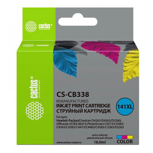 Картридж струйный Cactus CS-CB338 №141XL многоцветный (18мл) для HP DJ D4263/D4363/D5360/DJ J5783/J6413/PS C4273/C4283/C4343/C4383/C4473/C4483/C4583/C5283/D5363