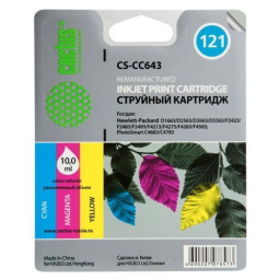 Картридж струйный Cactus CS-CC643 №121 многоцветный (9мл) для HP DJ D1663/D2563/D2663/D5563/F2423/F2483/F2493/F4213/F4275/F4283/F4583/PS C4683/C4783