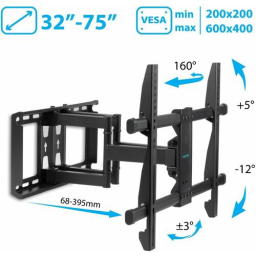 Кронштейн для телевизора Kromax GALACTIC-57 черный 32"-75" макс.60кг настенный поворотно-выдвижной и наклонный