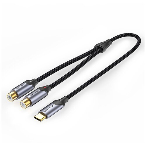 Переходник-разветвитель Vention гибкий USB-C M/2RCA F - 1м